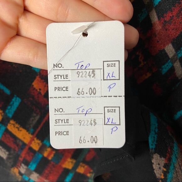 Nwt black multicolour 3/4 sleeve top shirt casual  blouse XL - Picture 9 of 9